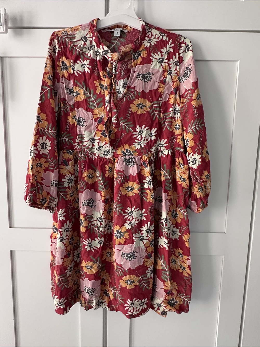 Two of Free assembly Women’s ' Floral Ruffle Yoke Dresses in Rose Red Floral - Picture 1 of 11
